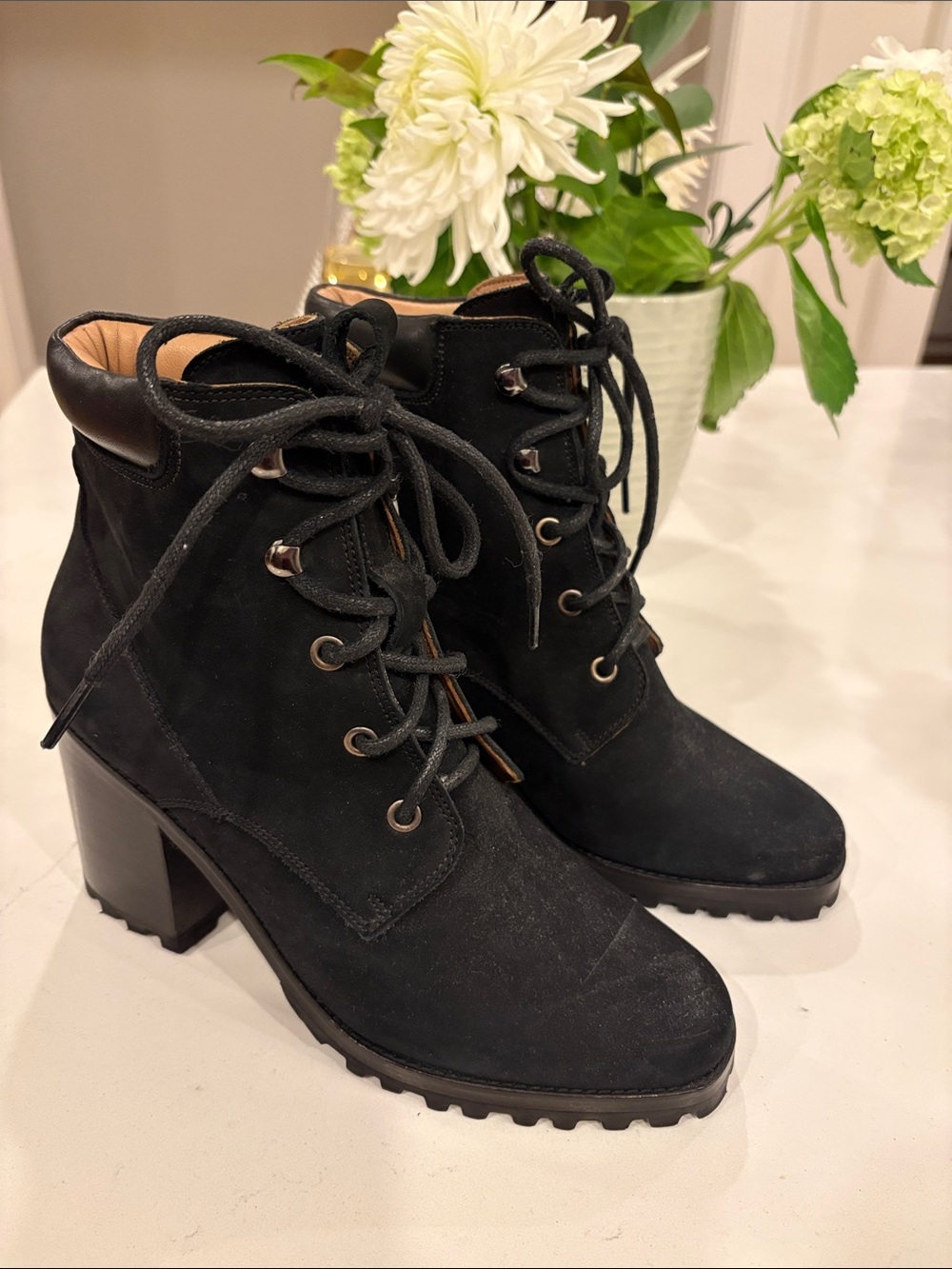 Rachel Comey Black Lace-Up Block Heel Ankle Boots